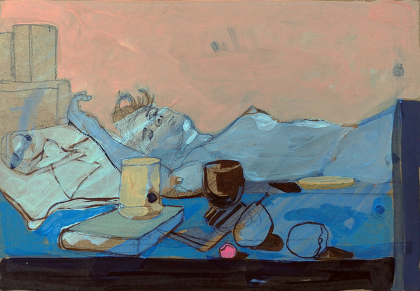 assoupie - 21x30 - tempera